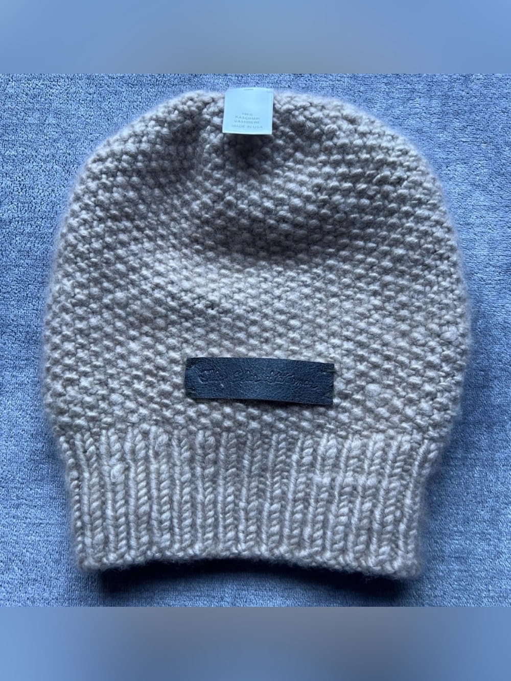 The Elder Statesman Beanie Hat 100% Premium Cashmere Knit Soft Minimalist Tan